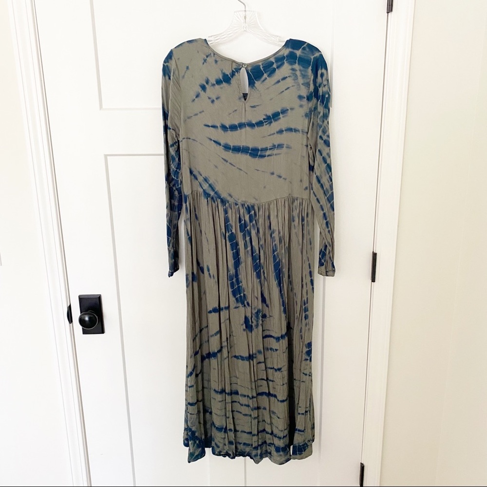Anthropologie Dolan Left Coast Eliska Blue Tie Dye Long Sleeves Midi Sz S M - Picture 5 of 6
